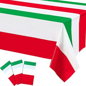 3 pieces italian flag rectangular tablecloth decorations plastic red white and green italian flag design table cover for party family gathering kitchen dining decoration and supplies 54 x 108 inch
