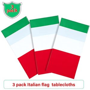 3 Pieces Italian Flag Rectangular Tablecloth Decorations Plastic Red White and Green Italian Flag Design Table Cover for Party Family Gathering Kitchen Dining Decoration and Supplies 54 x 108 Inch