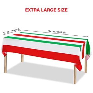 3 Pieces Italian Flag Rectangular Tablecloth Decorations Plastic Red White and Green Italian Flag Design Table Cover for Party Family Gathering Kitchen Dining Decoration and Supplies 54 x 108 Inch