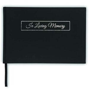 black guest book – hardcover guest book – 9″ x 6″ guest book with debossed”in loving memory” text – funeral book– memory book -signature book