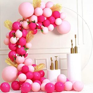 Hot Pink Balloons 100pcs 12 Inch Pink Latex Party Balloon for Girl Women Birthday Wedding Bridal Baby Shower Valentines Engagement Bachelorette Graduation Party Decorations