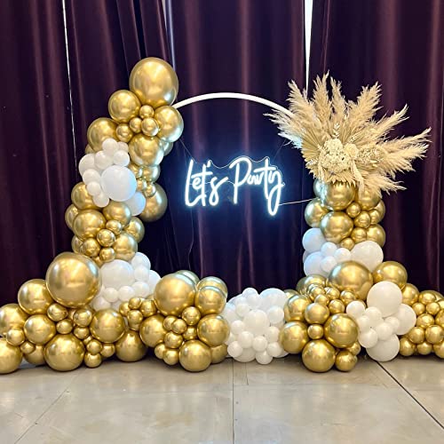 TRYNBOOB Gold Metallic Chrome Latex Balloon Arch Garland Kit, 101PCS 18In 12In 10In 5In for Engagement, Wedding, Birthday, Gold Theme Anniversary Celebration Decoration