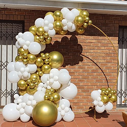 TRYNBOOB Gold Metallic Chrome Latex Balloon Arch Garland Kit, 101PCS 18In 12In 10In 5In for Engagement, Wedding, Birthday, Gold Theme Anniversary Celebration Decoration