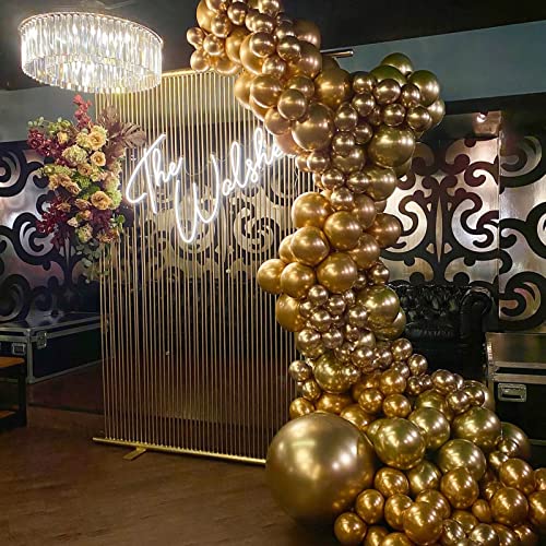 TRYNBOOB Gold Metallic Chrome Latex Balloon Arch Garland Kit, 101PCS 18In 12In 10In 5In for Engagement, Wedding, Birthday, Gold Theme Anniversary Celebration Decoration