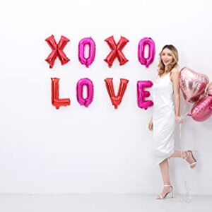 16 Inch XOXO LOVE Letters Pink Red Foil Balloons (XOXOLOVE)