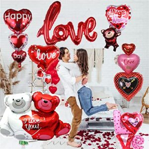 Littleloverly Valentines Day Heart-shaped Foil Balloons Decoration - Romantic Love Foil Balloons Valentine Day Party Decorations