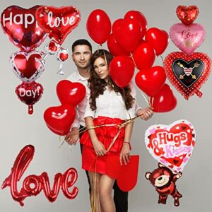 Littleloverly Valentines Day Heart-shaped Foil Balloons Decoration - Romantic Love Foil Balloons Valentine Day Party Decorations