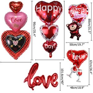 Littleloverly Valentines Day Heart-shaped Foil Balloons Decoration - Romantic Love Foil Balloons Valentine Day Party Decorations