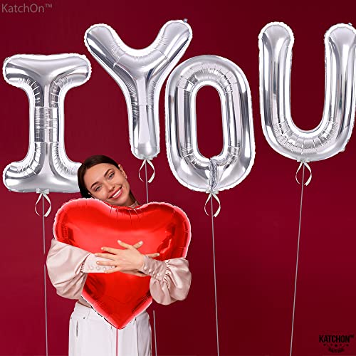 Huge, Silver I Love You Balloons - 40 Inch | Love Balloons for Valentines Day Decor | I Love You Foil Balloons, Happy Anniversary Balloons | I Heart You Balloons for Happy Anniversary Decorations