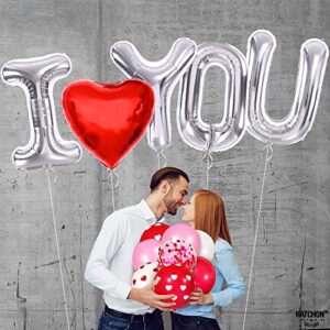 Huge, Silver I Love You Balloons - 40 Inch | Love Balloons for Valentines Day Decor | I Love You Foil Balloons, Happy Anniversary Balloons | I Heart You Balloons for Happy Anniversary Decorations