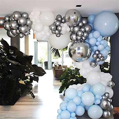 Metallic Silver Party Balloons 18 inch 10 Pack Chrome Silver Latex Birthday Balloon for Wedding Engagement Baby Shower Graduation Anniversary Party Decorations