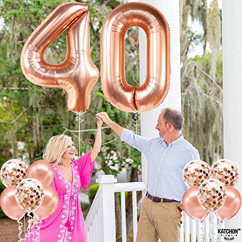 KatchOn, Rose Gold 40 Balloon Numbers - 40 Inch | 40th Birthday Decorations Women | 40th Birthday Balloons for Women | 40 and Fabulous Decorations | Number 40 Balloons, 40 Birthday Balloons for Women