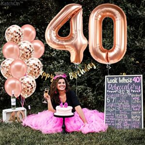 KatchOn, Rose Gold 40 Balloon Numbers - 40 Inch | 40th Birthday Decorations Women | 40th Birthday Balloons for Women | 40 and Fabulous Decorations | Number 40 Balloons, 40 Birthday Balloons for Women