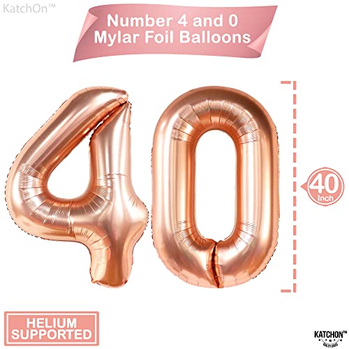 KatchOn, Rose Gold 40 Balloon Numbers - 40 Inch | 40th Birthday Decorations Women | 40th Birthday Balloons for Women | 40 and Fabulous Decorations | Number 40 Balloons, 40 Birthday Balloons for Women