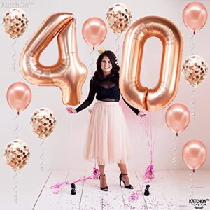 KatchOn, Rose Gold 40 Balloon Numbers - 40 Inch | 40th Birthday Decorations Women | 40th Birthday Balloons for Women | 40 and Fabulous Decorations | Number 40 Balloons, 40 Birthday Balloons for Women