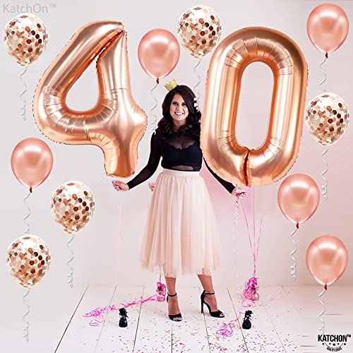 KatchOn, Rose Gold 40 Balloon Numbers - 40 Inch | 40th Birthday Decorations Women | 40th Birthday Balloons for Women | 40 and Fabulous Decorations | Number 40 Balloons, 40 Birthday Balloons for Women