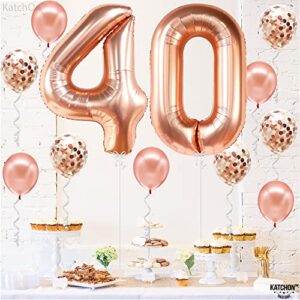 KatchOn, Rose Gold 40 Balloon Numbers - 40 Inch | 40th Birthday Decorations Women | 40th Birthday Balloons for Women | 40 and Fabulous Decorations | Number 40 Balloons, 40 Birthday Balloons for Women