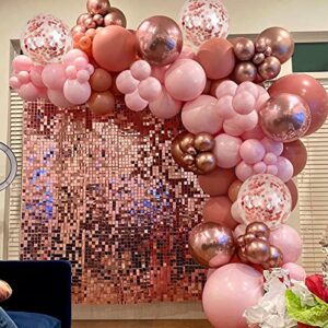 oynearo retro pink balloon arch garland kit-124pcs pink and rose gold metallic balloons for wedding bachelorette anniversary baby shower birthday party decorations backdrop decor