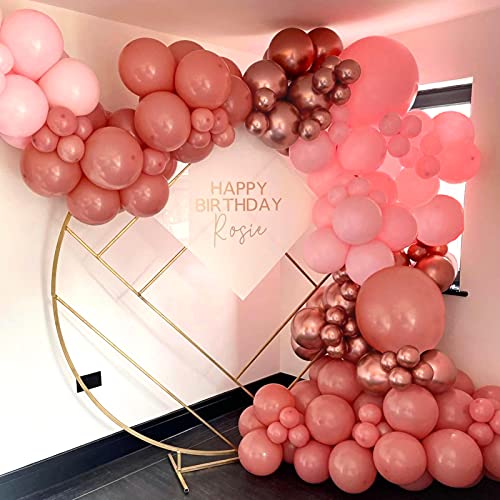 Oynearo Retro Pink Balloon Arch Garland Kit-124PCS Pink and Rose Gold Metallic Balloons for Wedding Bachelorette Anniversary Baby Shower Birthday Party Decorations Backdrop Decor