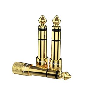maono 6.35mm 1/4 male to 3.5mm 1/8 female stereo headphone adapter converter for audio interface, mixer, guitar, electric piano, amp, ad03 (gold plated, 3pcs)