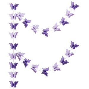 zilue butterfly banner decorative paper garland for wedding, baby shower, birthday & theme decor 110 inches long set of 2 pieces lightpurple