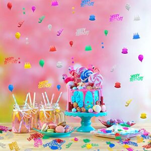 WILLBOND 4000 Pieces Happy Birthday Confetti Multi-Color Foil Confetti Birthday Decoration Scatters for Table Balloon Ribbon Cake Decoration Birthday Party Anniversary Wedding DIY Craft Supplies