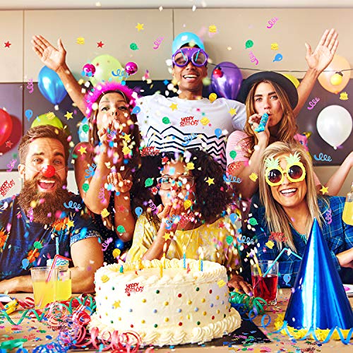 WILLBOND 4000 Pieces Happy Birthday Confetti Multi-Color Foil Confetti Birthday Decoration Scatters for Table Balloon Ribbon Cake Decoration Birthday Party Anniversary Wedding DIY Craft Supplies