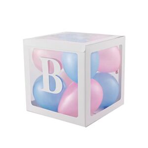 White Transparent Balloon Boxes With 27 Letters,Clear Block Boxes Backdrop ,for Birthday Bridal Baby Shower Gender Reveal Grad Party Decoration Balloon Box-Reusable Favors In Giftbox