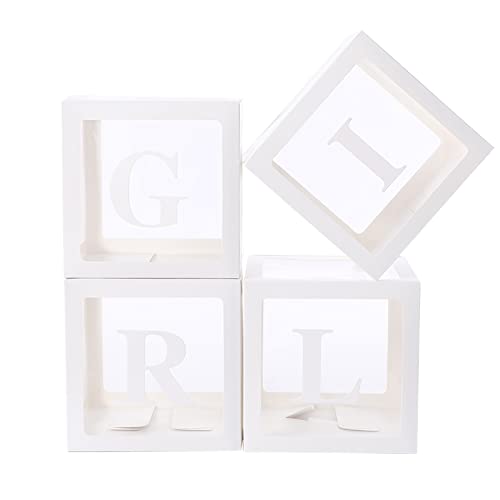 White Transparent Balloon Boxes With 27 Letters,Clear Block Boxes Backdrop ,for Birthday Bridal Baby Shower Gender Reveal Grad Party Decoration Balloon Box-Reusable Favors In Giftbox