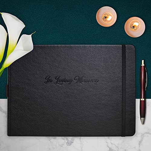 Skyline Funeral Guest Book for Memorial & Funeral Services – in Loving Memory Guest Sign in Book for Funerals – 738 Guest Entries with Name & Address, 129 Pages, Hardcover, 10x7″ (Black)