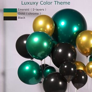 Teal Emerald Green Balloon Garland Arch Kit Double Stuffed Dark Green With Black Gold Star Balloons for Birthday Party Wedding Christmas New Year eve Decorations