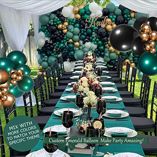 Teal Emerald Green Balloon Garland Arch Kit Double Stuffed Dark Green With Black Gold Star Balloons for Birthday Party Wedding Christmas New Year eve Decorations