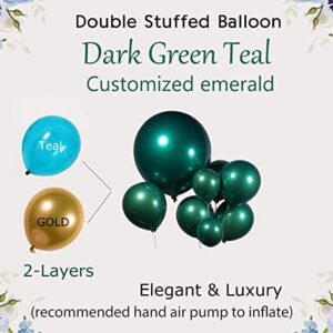 Teal Emerald Green Balloon Garland Arch Kit Double Stuffed Dark Green With Black Gold Star Balloons for Birthday Party Wedding Christmas New Year eve Decorations