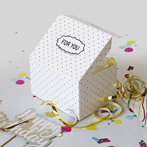FETTIPOP Exploding Confetti Gift Box (Premium White) DIY 7.1x5.5x4.3 inches, Surprise Confetti Pop up Gift Box Birthday, Party, Father’s and Mother’s Day, Graduations, Anniversaries, Holidays, Any Occasion