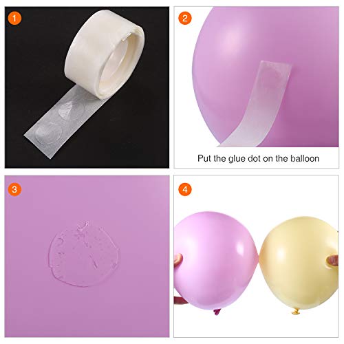 Balloon Arch Garland Decorating Strip Kit 2 Rolls 16 Feet Balloon Tape Strips with 2 Rolls Balloon Glue Point Dots Stickers (Balloon Strip Sent Randomly Set 1, 4 Rolls)