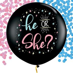 gender reveal balloon – includes eco-friendly pink and blue confetti – 2pcs 36″ balloon for boy or girl announcement