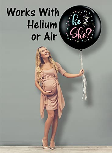 Gender Reveal Balloon - Includes Eco-Friendly Pink and Blue Confetti - 2pcs 36" Balloon for Boy or Girl Announcement