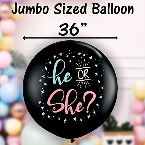 Gender Reveal Balloon - Includes Eco-Friendly Pink and Blue Confetti - 2pcs 36" Balloon for Boy or Girl Announcement