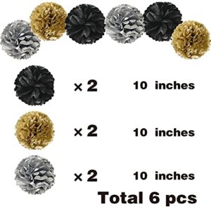 40th birthday decorations for men - (21pack) cheers to 40 years black gold glitter banner for women, 6 paper Poms, 6 Hanging Swirl, 7 decorations stickers. 40 Years Old Party Supplies gifts for men