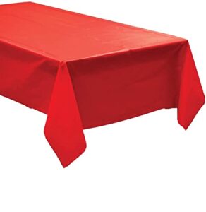 3 pack plastic tablecloth rectangle 54″ x 108″ premium disposable table cover for party birthday wedding (red)