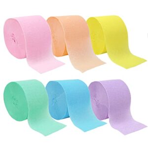 npi crepe paper party garland streamers – 81 feet length x 1.75 inch width (6-count, pastel rainbow combo) 1.0 count