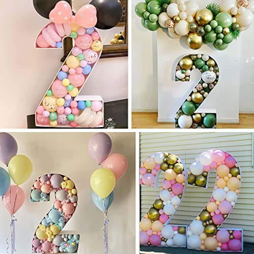 3FT Mosaic Balloon Frame Number 2 Marquee Light Up Numbers Pre-Cut Kit Thick Foam Board for Birthday Decoration