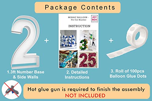 3FT Mosaic Balloon Frame Number 2 Marquee Light Up Numbers Pre-Cut Kit Thick Foam Board for Birthday Decoration