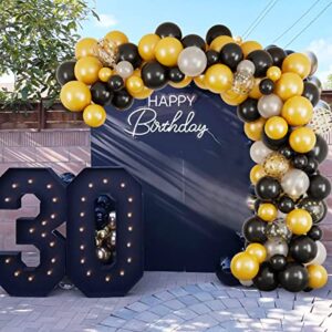 Holicolor 150pcs Black Gold and White Balloons Garland Arch Kit, 5 10 12 Inch Latex Balloons Confetti Balloons for Party Birthday Graduation Anniversary Festival Decoration