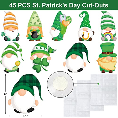 St. Patrick's Day Cutouts Gnome Cut-Outs 45 Pcs Classroom Bulletin Board Decoration Home Party Supplies