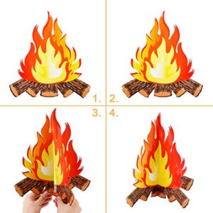 2 Set Fake Fire 12 Inch Tall Artificial Fire Fake Flame Paper 3D Decorative Cardboard Campfire Centerpiece Flame Torch for Campfire Party Decorations