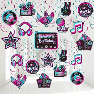 outus 30 pieces music party decoration, music short video party hanging swirls decor for boys girls adults music birthday party dj short video party social media theme party baby shower supplies