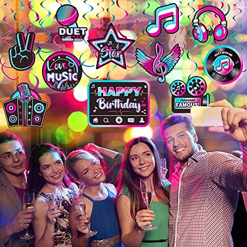 Outus 30 Pieces Music Party Decoration, Music Short Video Party Hanging Swirls Decor for Boys Girls Adults Music Birthday Party DJ Short Video Party Social Media Theme Party Baby Shower Supplies