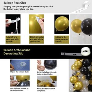 Trgowaul 60th Birthday Decorations Men Women - Black Gold Happy 60 Birthday Backdrop Banner, 2 Pcs Happy Birthday Tablecloth, 60 Pcs Latex Confetti Balloons, 60 Years Old Birthday Party Supplies Gifts