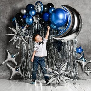 MIAHART 50 Pcs Silver Starburst Cone Mylar Balloons 26 inch Silver Foil Star Balloons Metallic Large Silver Point Star Balloons for Birthday Wedding Christmas Baby Shower Party Supplies